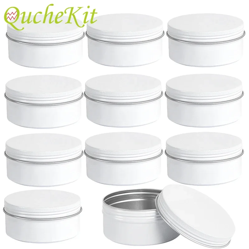 Candle Containers - 10/20/30Pcs 10/15/30/60/80G อลูมิเนียมดีบุกกระป๋องสีขาวเปล่าอลูมิเนียมกล่องโลหะดีบุกสามารถสกรูฝาปิดเทียนชา Candy กล่อง