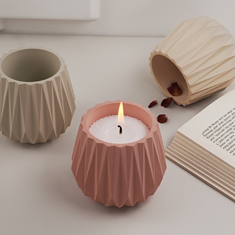Candle Containers - แม่พิมพ์ซิลิโคนสำหรับทำถ้วยเทียนแบบตัดขอบ, แม่พิมพ์ซิลิโคนสำหรับทำกล่องเก็บของรูปทรงคอนกรีตยิปซัม DIY