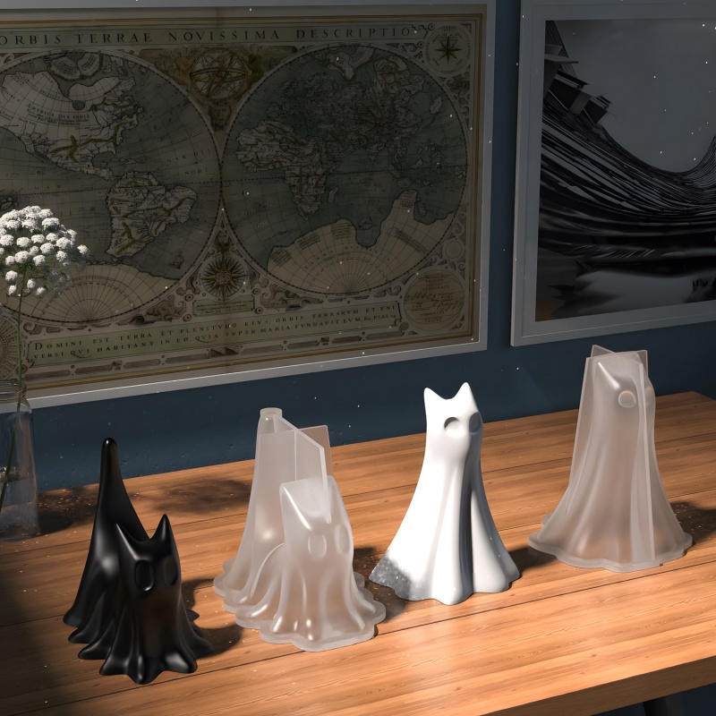 Ghost Cat ฮาโลวีนเดสก์ท็อปเครื - Silk Candle บทวิจารณ์และราคา