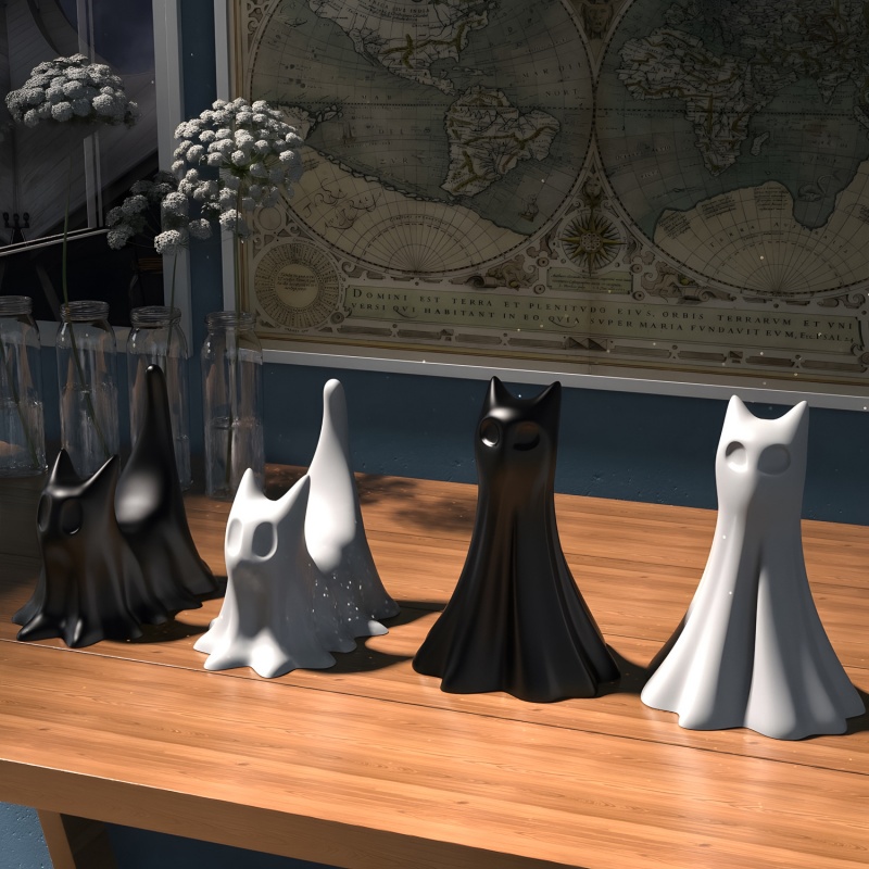 Ghost Cat ฮาโลวีนเดสก์ท็อปเครื - Silk Candle บทวิจารณ์และราคา