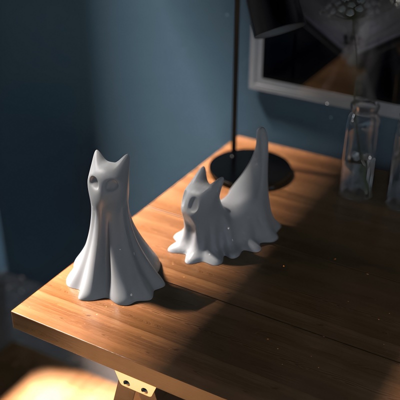 Ghost Cat ฮาโลวีนเดสก์ท็อปเครื - Silk Candle บทวิจารณ์และราคา