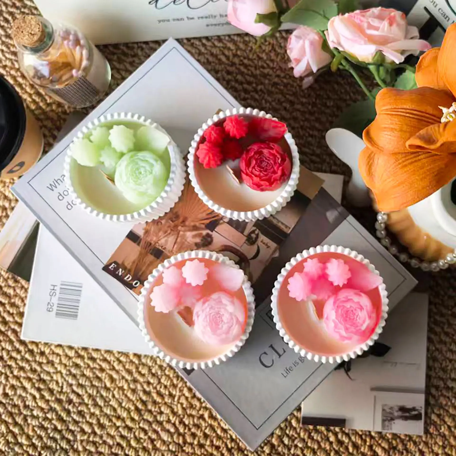 เทียนหอมกลิ่นกุหลาบ 2 ชิ้น พร้ - Paraffin Wax บทวิจารณ์และราคา