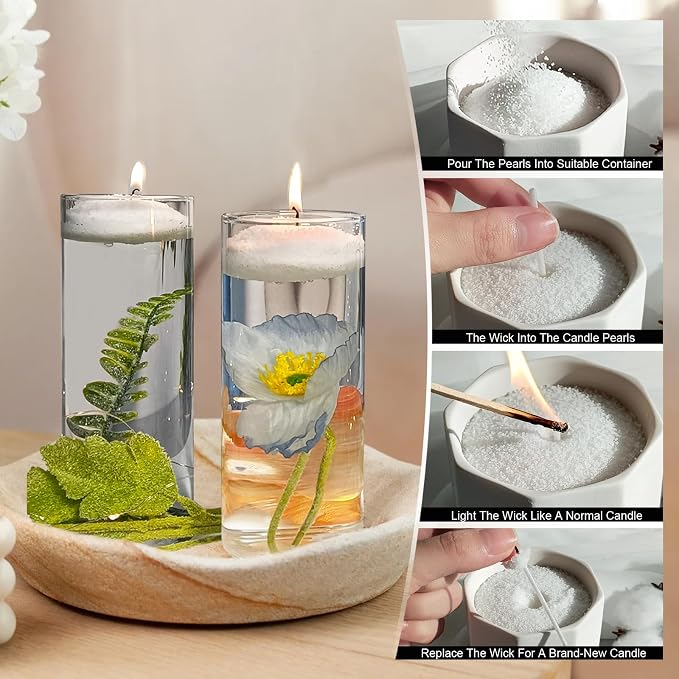เทียนไขสีสันสดใส ประดับไข่มุก  - Candle Wick บทวิจารณ์และราคา